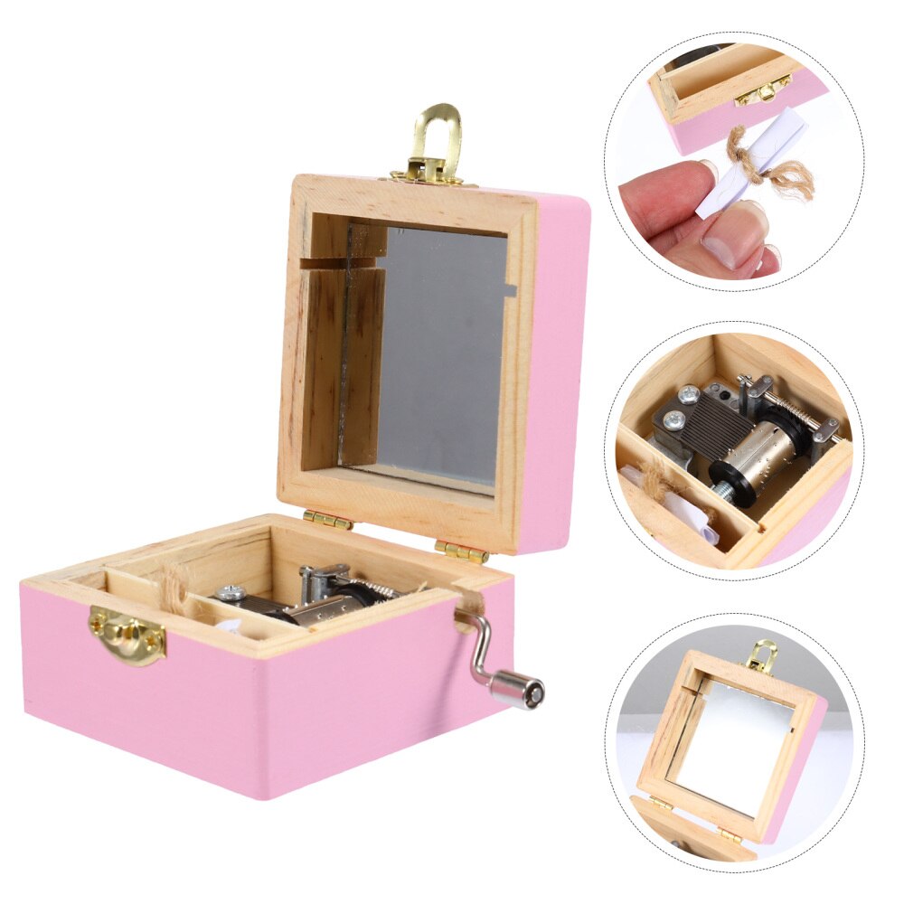 1Pc Mini Manual Movement Box Musical Box Wood Crafts Ornament