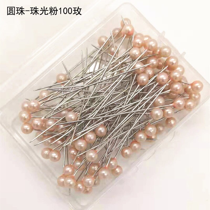100pcs/Set Sewing Pins Locating Pin Apparel Sewing Needle DIY Handcraft Patchwork Dressmaking Pins Garment Sewing Accessories: Round Pink