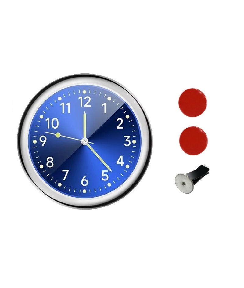 40mm Mini leuchtende Auto Uhr Digitaluhr Mechaniker Quarzuhren aufkleben Auto Ornament Zubehör: Blau