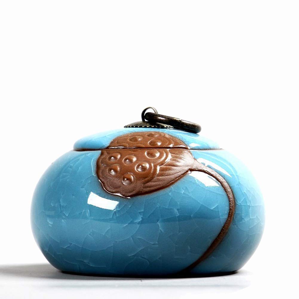 Gradient glasur keramisk begravelse pet urne til mindesmærker - mini - holder op  to 15 kubikcentimeter aske - pet kremering urne til aske: Himmelblå