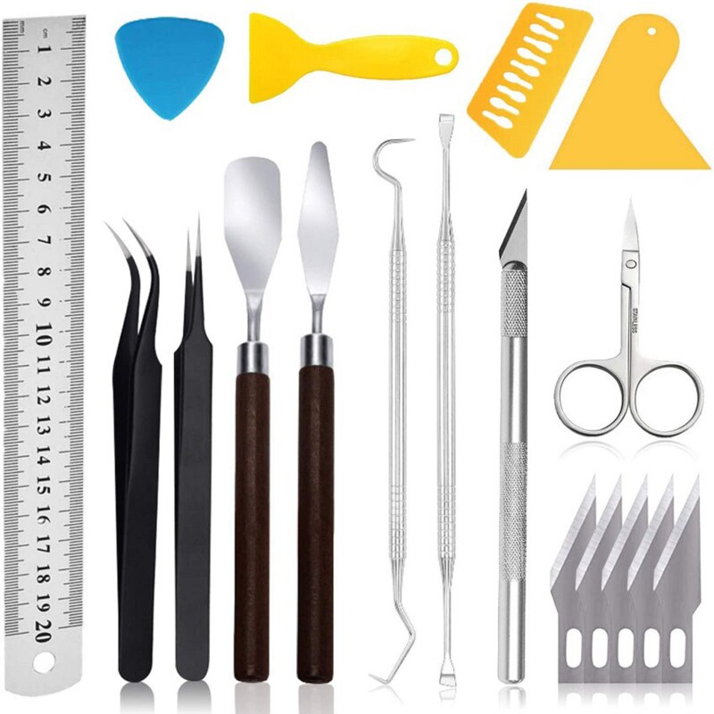 Set D'Outils De Modelage Artix Paints 8 Pièces - Bois Et Acier Inox - Pour Sculpture Argile, Pâte à Modeler