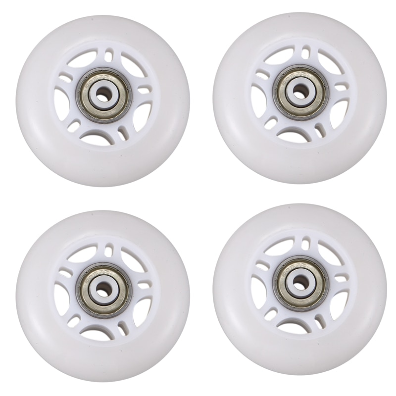 4 Pack Inline Skate Wheels Beginner&#39;s Roller Blades Replacement Wheel with Bearings 70mm White: Default Title