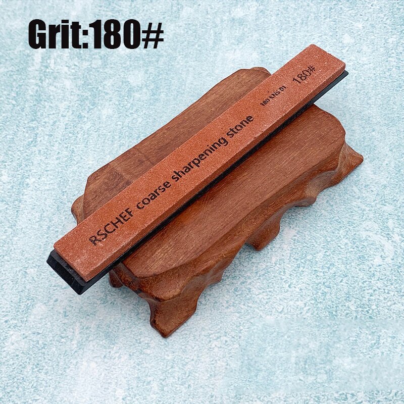 Small sharpening stone with base for kitchen knife Fixed angle sharpener outdoor whetstone Apex edge White corundum: 180 Grit