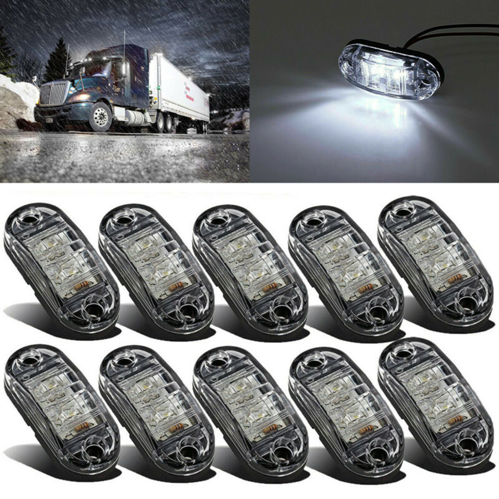 10 Pcs 12V 24V White Truck LED Side Marker Light Lamp Clearance For Camper Trailer Truck Side Marker Light Piranha Lamp Bead