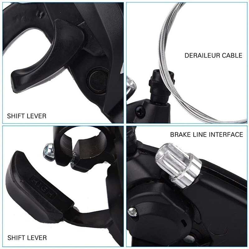 Bicycle Shifter Brake Gear Shifter 21 Speed or Set Black v-brake for Shimano Mountain Cycling Conjoined Finger Dial Levers Handl