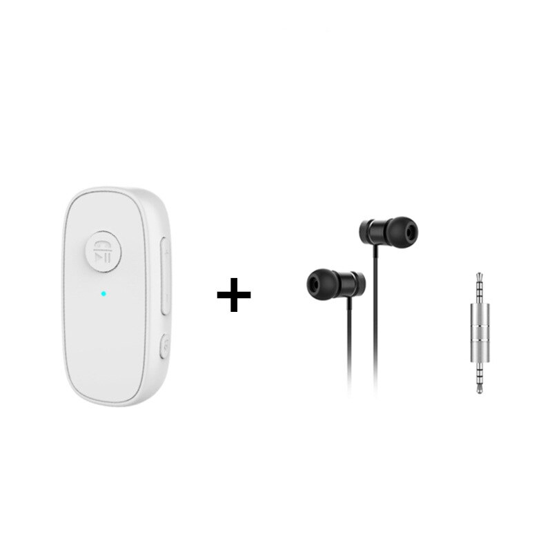 Jinserta lavalier bluetooth 5.0 mottagare hörlurar adapter en nyckel fjärrkamera stöd för hifi tf-kort musikuppspelning: Vituppsättning
