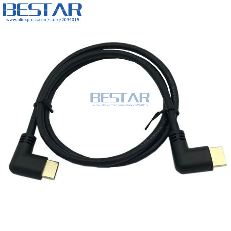 Venstre eller høyre vinklet hdmi 2.0 hann til hdmi høyre venstre albue hann forlengelseskabel 10cm 50cm 1m,  hdmi 2.0v vinkel kabel 4k*2k @ 60hz