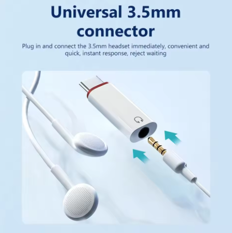 1-2pcs Type c To 3.5mm Earphone Adapter 3.5 Jack USB C Audio Converter for iPhone 15 Huawei C to 3.5mm phone Connector