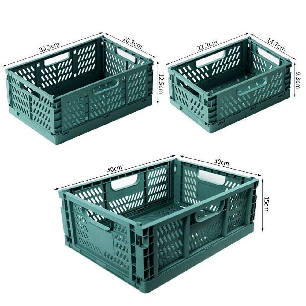 Folding Collapsible Plastic Storage Crate Box Stackable Home Kitchen Warehouse Storage Baskets Box S L XL