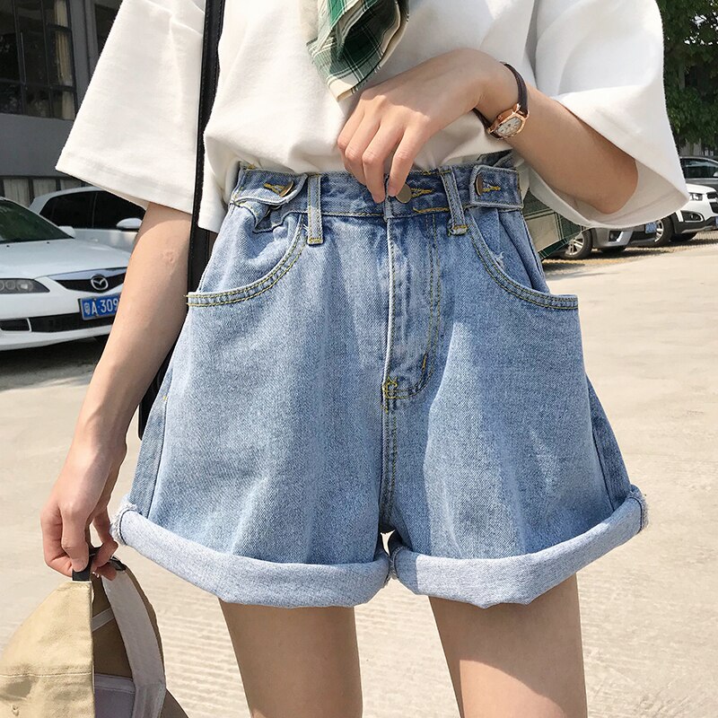 Women's Buttom Korean Punk Harajuku Ulzzang Loose Ins Denim Shorts Female Cute Vintage Kawaii Trousers For Women