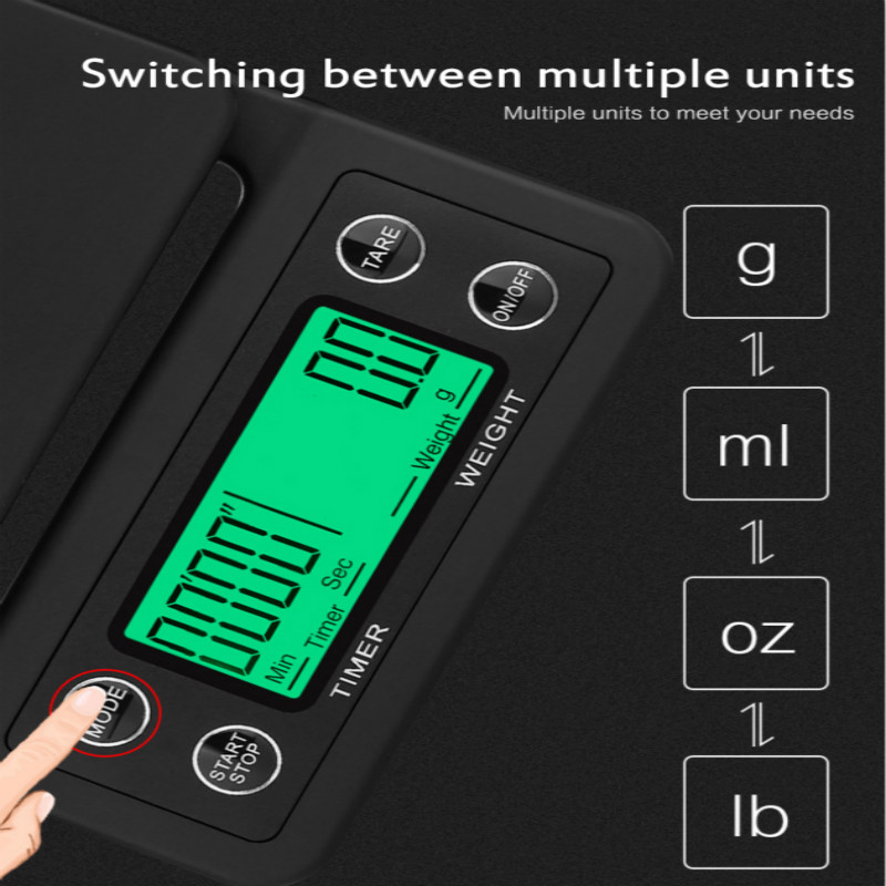 Drypp kaffe skala med tidtaker bærbar elektronisk digital kjøkkenvekt med høy presisjon lcd elektroniske vekter 3kg/0.1g 5kg/0.1g