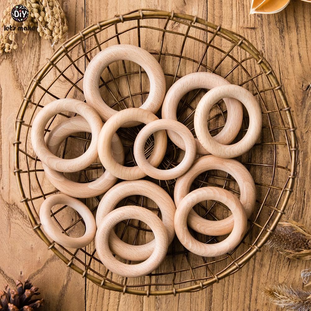 Let'S Maken Beuken Houten Bijtring Ring 50Pc 70Mm Baby Tandjes Houten Ambachten Speelgoed Voor Baby Rammelaars Hout Ring baby Bijtring Kinderwagen