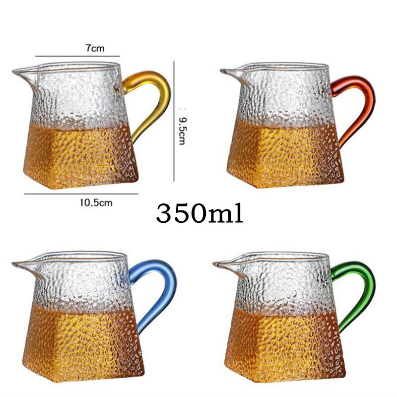 Varmebestandig hammer teture glas te kande firkantet bund te kop mælk glas kande kaffekande vandkande