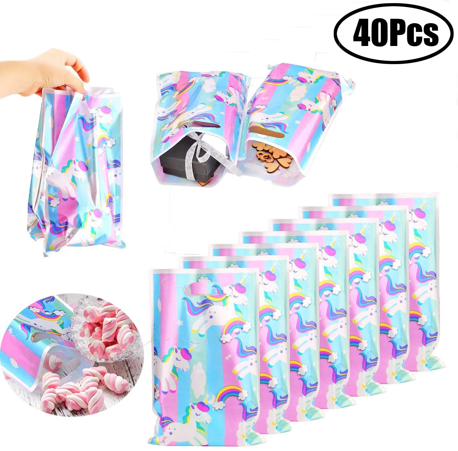 Lvcky 40- pack eenhoornzakjes, traktatiezakjes voor verjaardagen, babyshowers, feestjes en evenementen