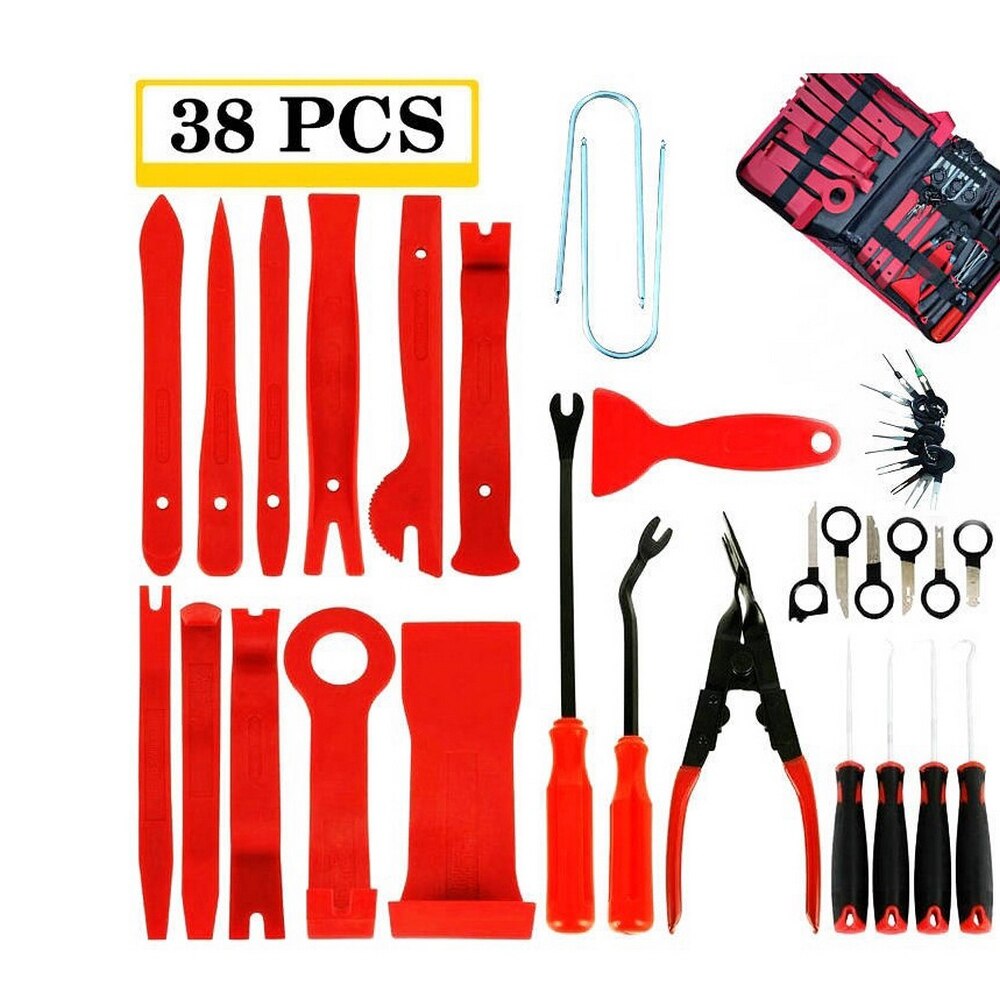 38/35/30/19PCS Car Disassembly Tool Interior Kit Audio Removal Trim Panel Instrument Panel Pry Door Clip Radio Car Repair Tool: 38Pcs