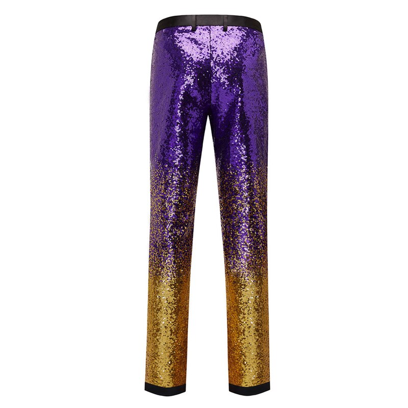 Paars Gradiënt Sequin Glitter Broek Mannen 2022 Brand Slim Fit Rechte Jurk Broek Heren Party Stage Prom Zanger Pak broek