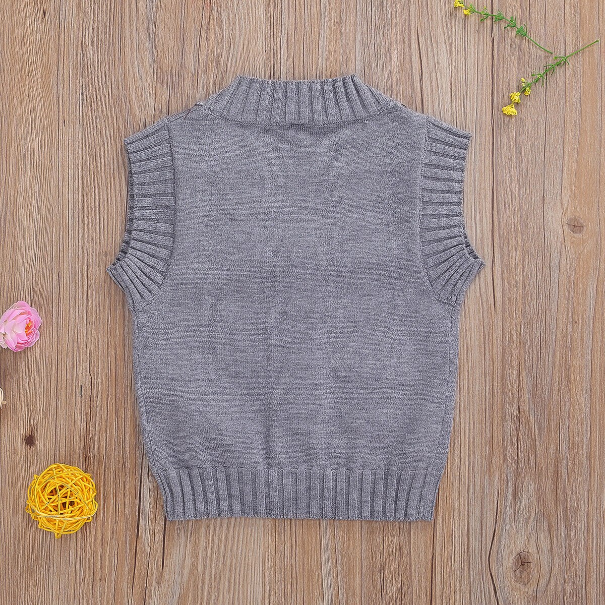 Born Girl Boy V-Neck Cardigans Knit Fall Sleeveless Sweater Button Down Anti-Pilling Wool Vest