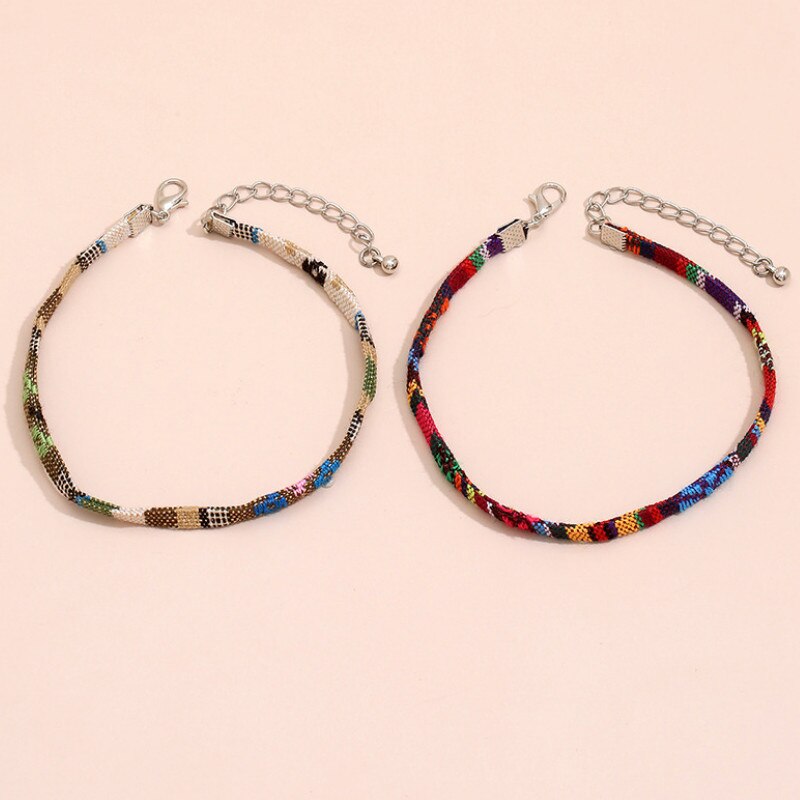 Vrouwen Zomer Bohemian Kleurrijke Touw Enkelband Beach Accessoires Op Voet Enkel Armbanden Been Keten