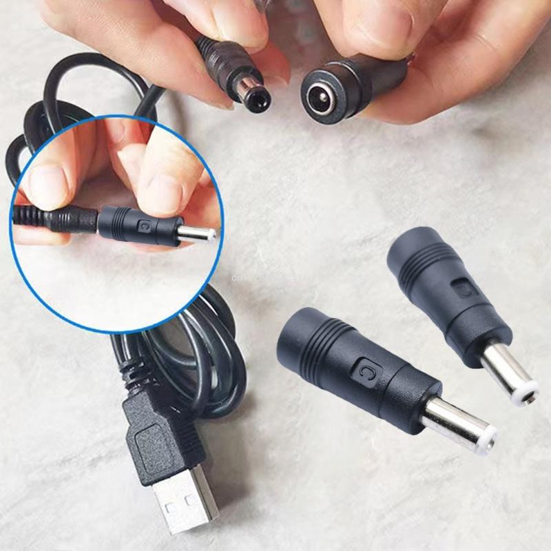 Zwarte oplaadadapter Voedingsadapter DC5521 naar DC5525 Conversiekop Vrouw-man-connectorconverter