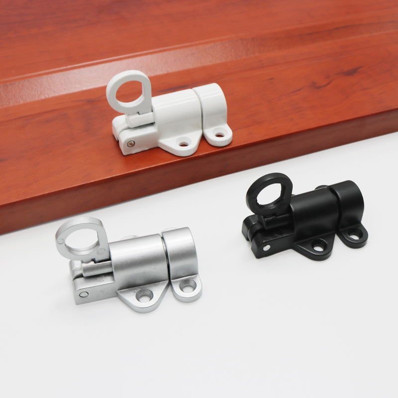 Alumínio Alloy Window Gate Security, Pull Ring, Spring Bounce porta parafuso, trava automática, preto e cinza, branco e cinza