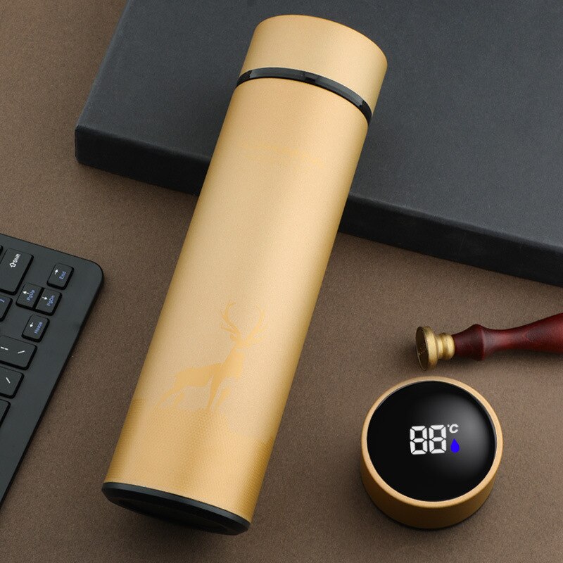 Thermos Intelligent en acier inoxydable, affichage de la température, bouteille d'eau intelligente, flacons sous vide, Thermos, tasse à café,: Gold Deer