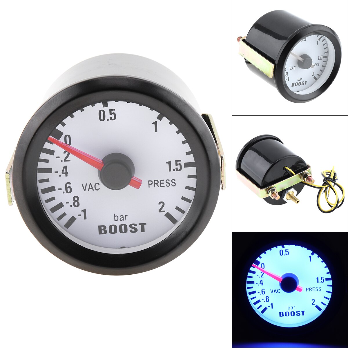 Medidor de impulsionador do turbo de 2 polegadas, 6031bl, medidor de motor com sensor para carro, barco, caminhão, atv, 12v, dc, azul, 1-2 barras