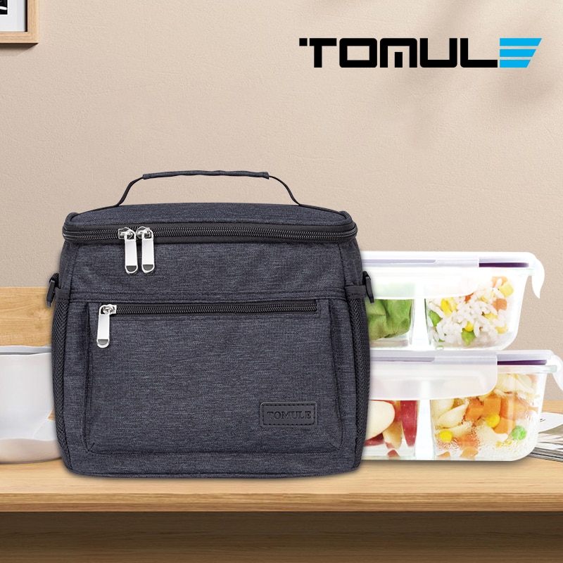 Tomule Thermische Mittagessen Tasche für Frauen freundlicher Männer Kühler Taschen Picknick Tragbare Taschen Wasserdicht Isolierte Pack Schwarz