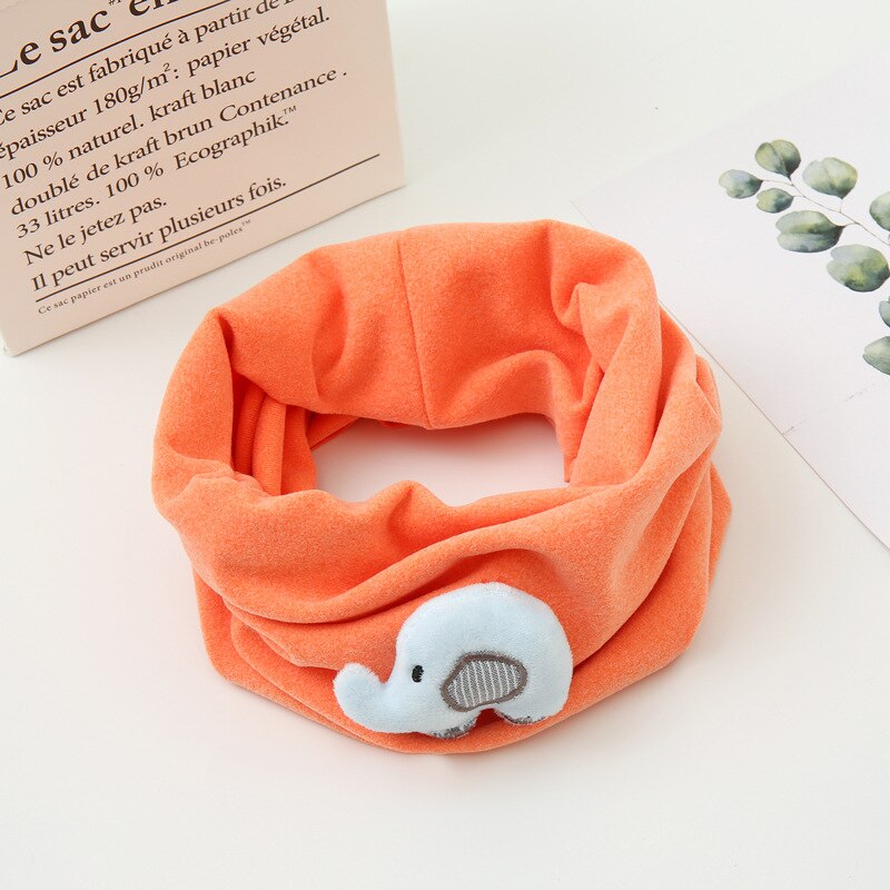 Efterår vinter baby hals snood tørklæde varm bomuld blød sød tegneserie solid dreng pige tørklæder spædbarn krave børn halstørklæde: Orange