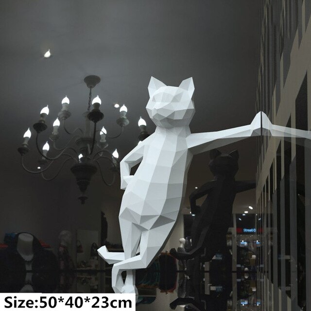 70cm beau chat papier 3D bricolage manuel décorations pour la maison décoration murale fait à la main mignon géométrique papier figurines d'action jouets: A