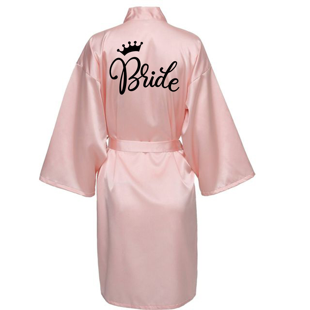 Wedding Party Team Bride Robe With Black Letters Kimono Satin Pajamas Bridesmaid Bathrobe NLJY003: XXL / Blue
