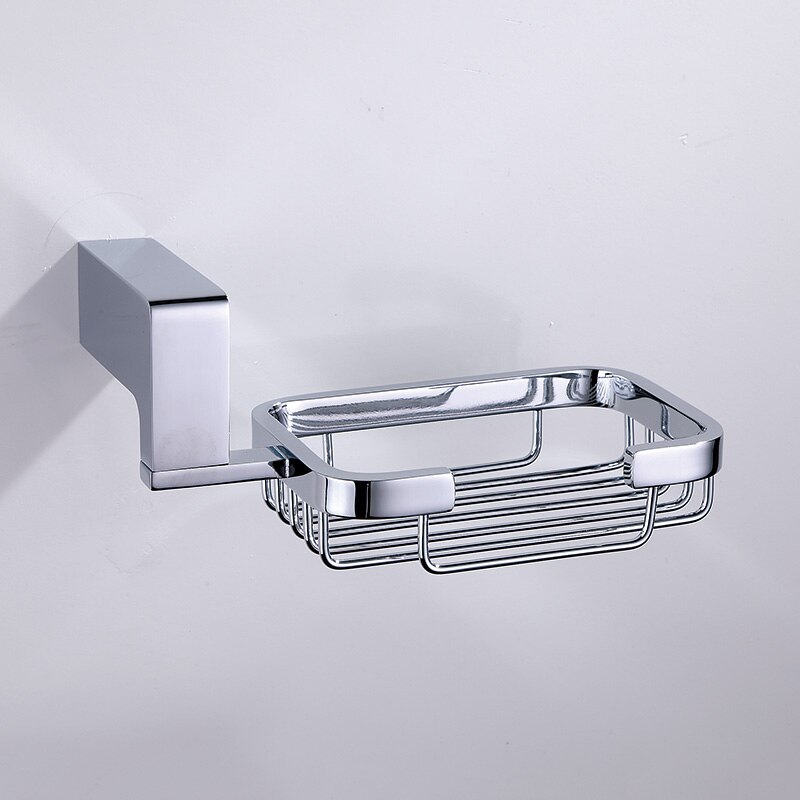 Chrome Bathroom Rack Hardware Accessories Sets Brass Shower Soap Dispenser Dish Towel Rails Robe Hooks Toilet Brush Roll Holder: 9701b soap basket