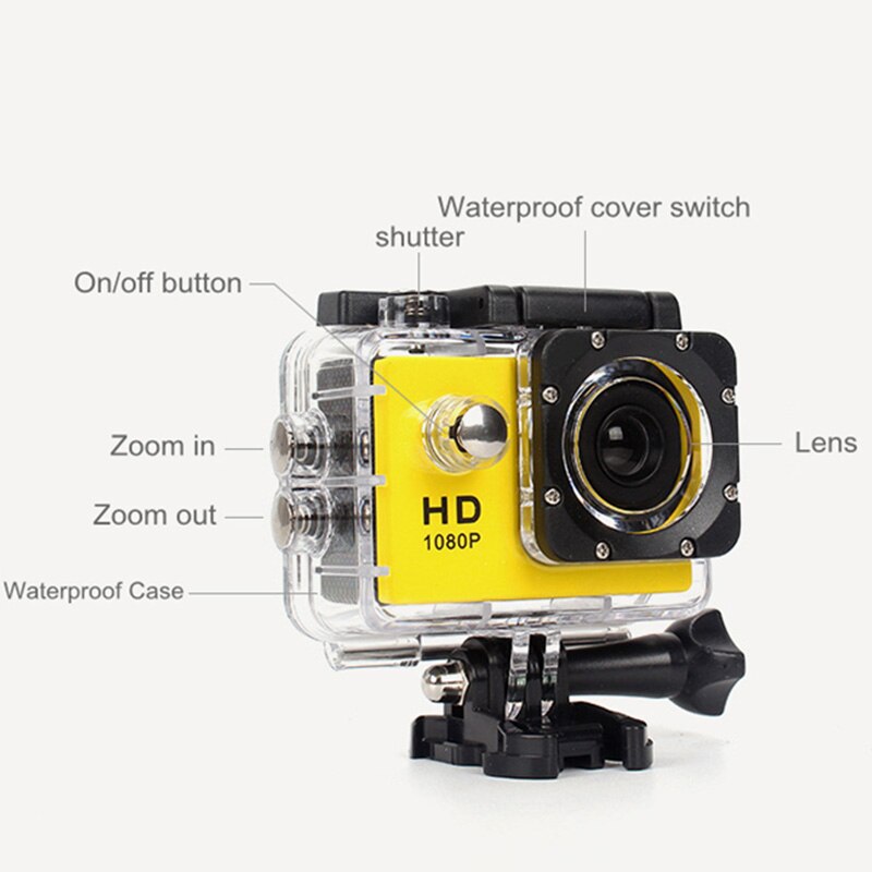 2Set 480P Motorcycle Dash Sports Action Video Camera Motorcycle Dvr Full Hd 30M Waterproof,Gold & White