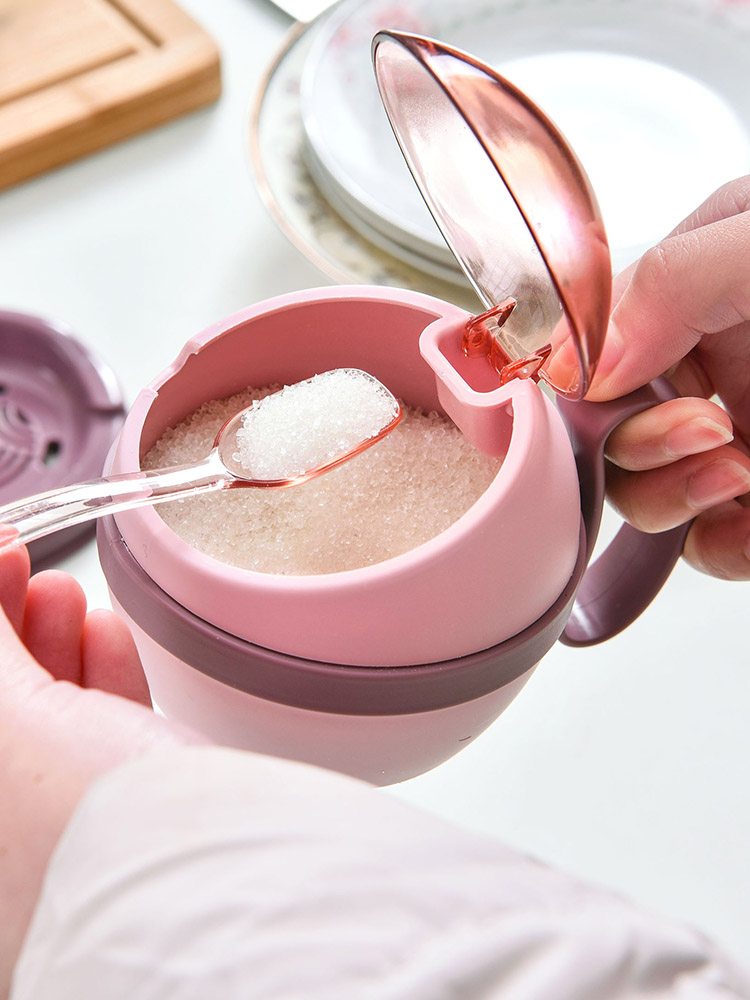 Plastic Kruiderij Box met Cover voor Huishoudelijk Gebruik Drie stuk Keuken Zout Tank Kruiden Doos Spice Container