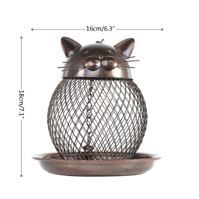 Voederhuisje in de vorm van een kat, retro handgemaakte buitendecoratie in de vorm van een kat pxpc