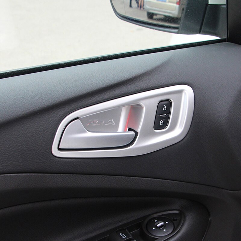 Para ford escape kuga 2013/14/15/16/17/18 abs chrome interior maçaneta da porta captura capa tigela guarnição quadro surround decore 4 peças