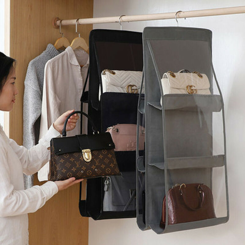 6 Pocket Folding Opknoping Handtas Opslag Houder Organizer Rack Firm Slaapkamer Haak Hanger
