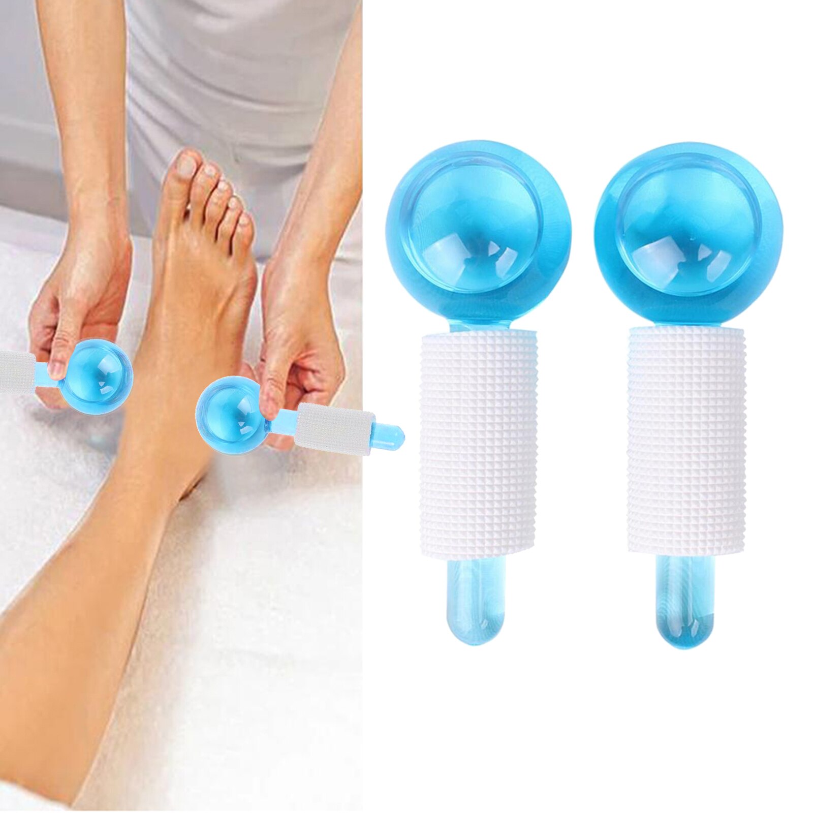 Facial Koeling Ijs Globes 2 Stuks Crystal Glas Massage Roller Voor Gezicht Eye Massage Facial Massage Gereedschap