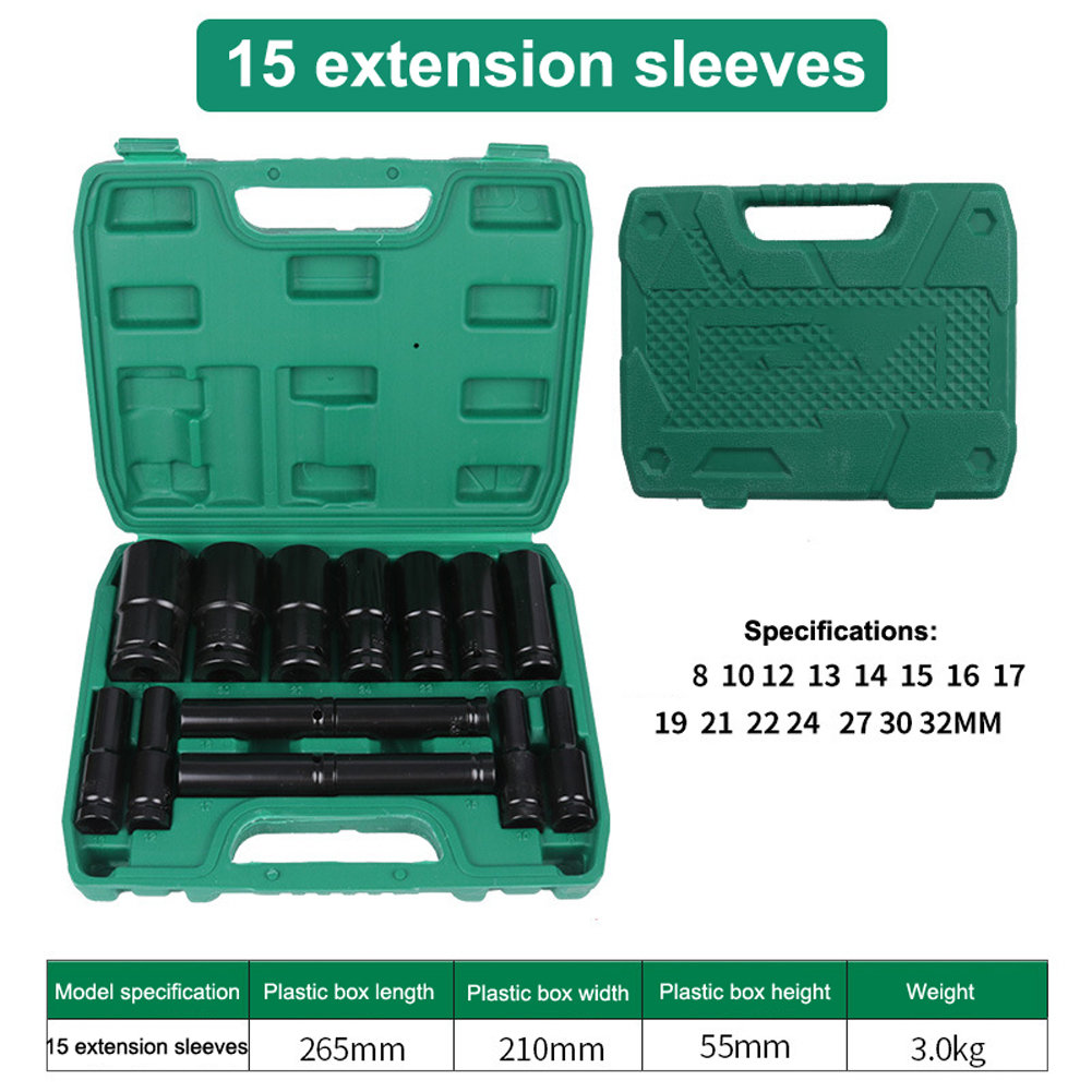 Meterk 1/2 Inch Socket Wrench Set Hexs Socket Head 8~32mm Adapter Spanner Converter Electric Impact Wrench Socket Sets