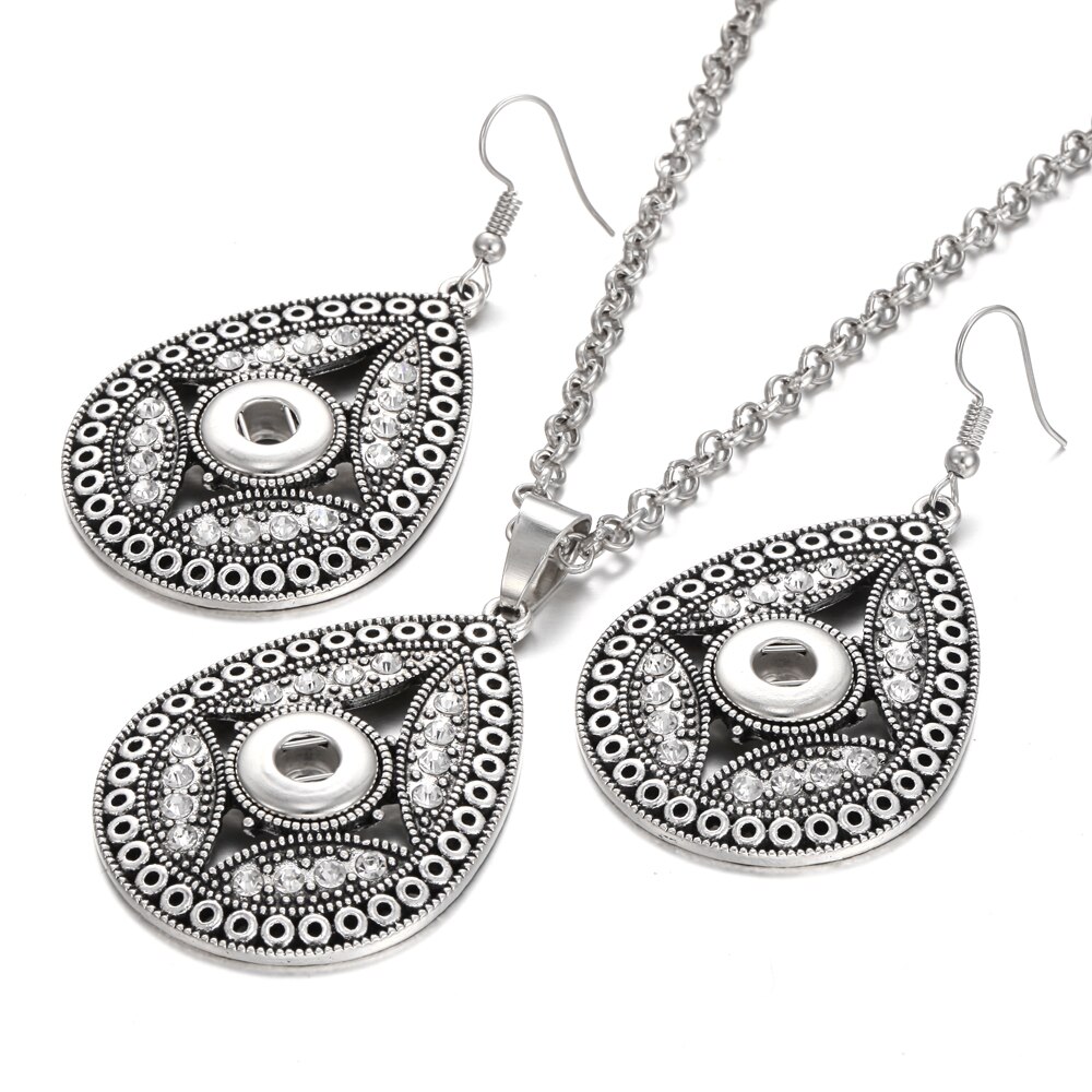 Boutons pression ensemble de bijoux paramètres cristal 12mm 18mm collier pression et 12mm boucles d'oreilles pression pour les femmes bouton pression boucles d'oreilles pendentif collier: 12