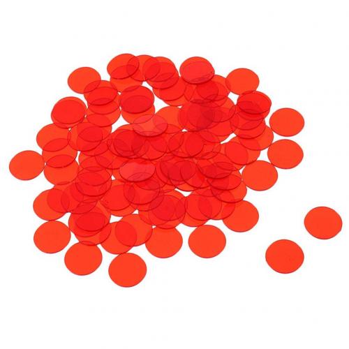 100 stk 19mm børn bingo chips gennemsigtige farver tælle matematik spil tællere markører plast børn undervisning tilbehør giftfri: Rød
