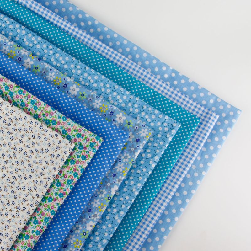 8 stil klud 50 cm x 50 cm print bomuldsstof bundt diy håndlavede quilt patchwork stoffer: 8 stk. et parti blå