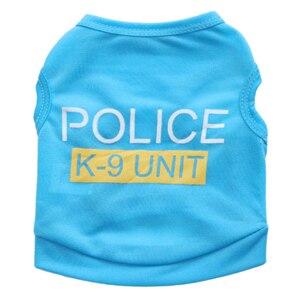 Dog Vest Summer Pet Dog Clothes Puppy Chihuahua Dog T shirt Police Apparel Clothing Costume Ropa Camisita para perro: blue / XS