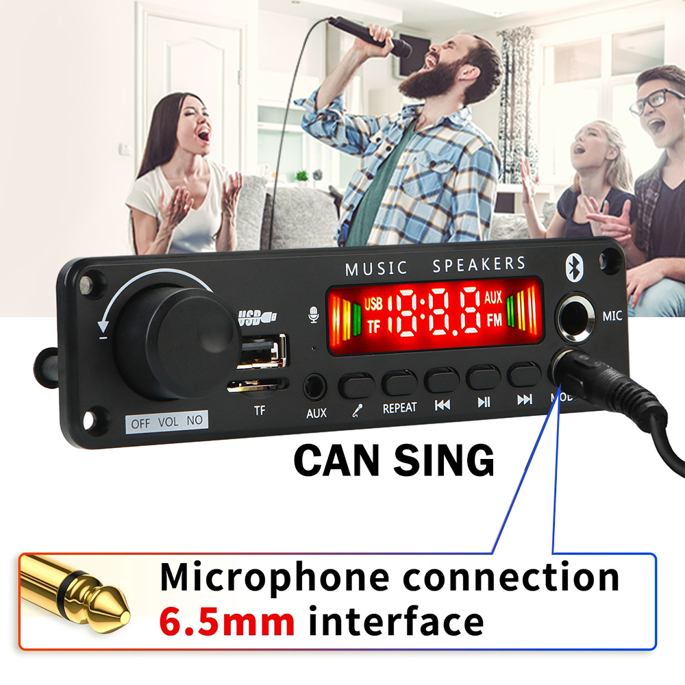 DC 6-18V Bluetooth 5.0 Digital Amplifier Module Audio Decoder Board 2.0 Channel Stereo 25W*2 Home Karaoke Control Module