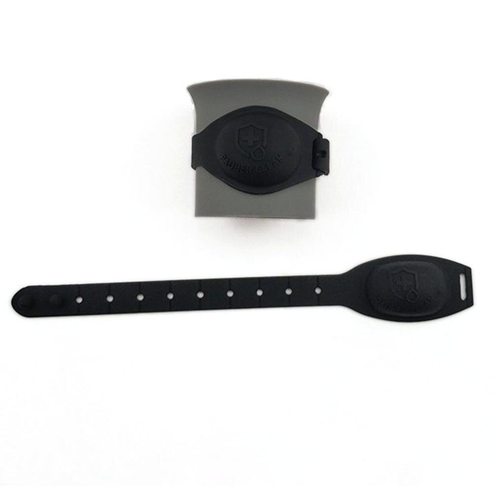 O bracelete descartável do silicone pode ser enchido com desinfetante da mão, garrafa da pulseira, desinfetante da mão do gel, álcool: Black