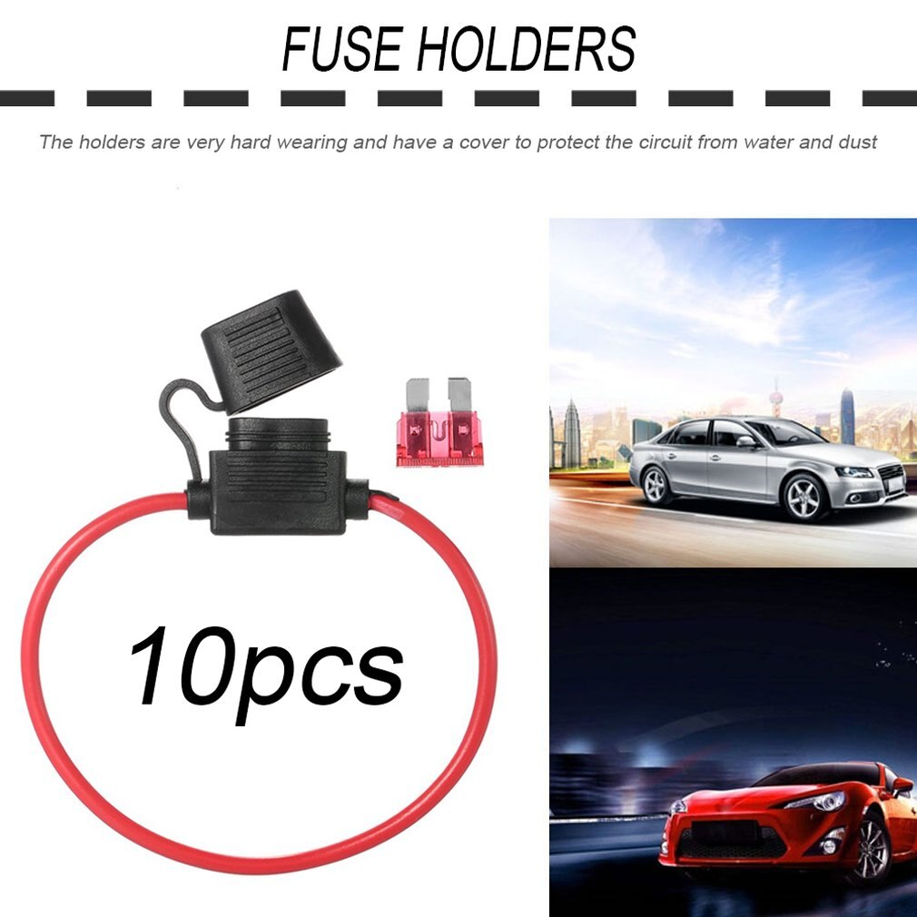 10 kpl/setti 12v 40a vakioteräinen inline sulakepidike roisketiivis autopyörälle vedenpitävällä pölytiivisellä kannella