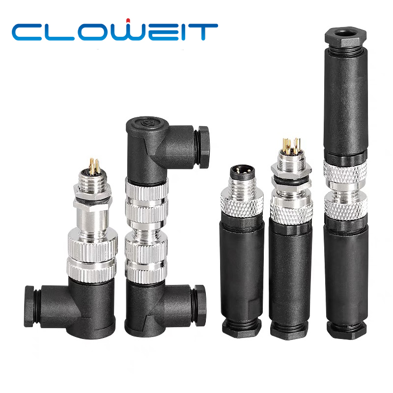 Cloweit M8 Sensor Stecker Wasserdicht männlich & weiblich Stecker Gerade Winkel Schraube Gewinde Kupplung 3Stift 4p Tafel montieren Flansch buchse