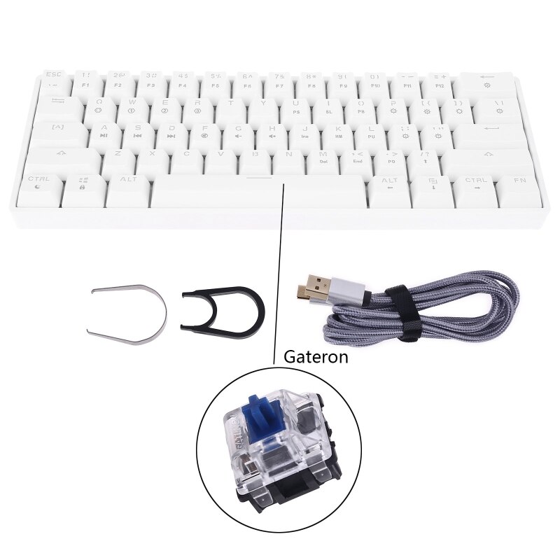 SK61 Mini Portable 60% Mechanical Keyboard Gateron optical Switches RGB Backlit Swappable Wired Gaming Keyboard for PC Mac: Blue