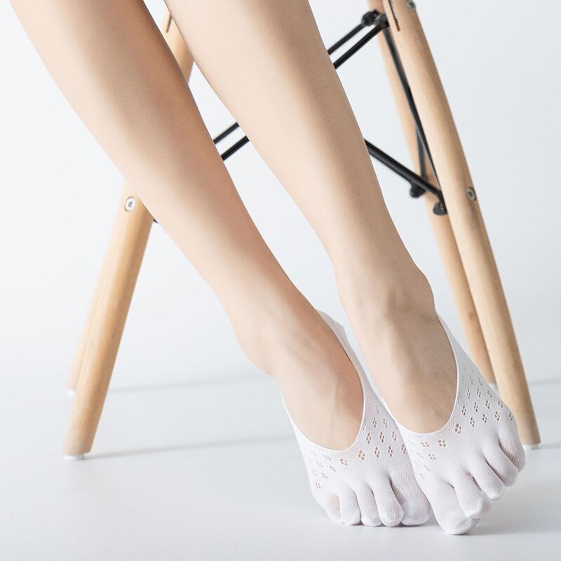 Ortopedyczne skarpety uciskowe damskie skarpetki z palcami bardzo niskie cięcie wkładka z żelem Tab oddychające YS-BUY: a white 1pcs