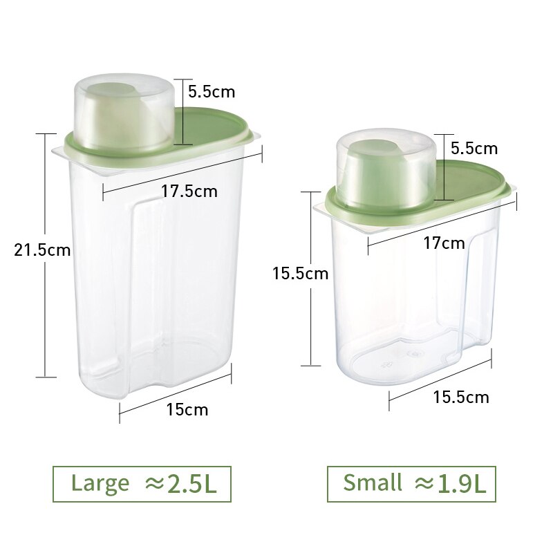 Caja de almacenamiento de alimentos PP, Juego de contenedores transparentes de plástico con tapas, frascos de botellas de almacenamiento para cocina doméstica, tanque de granos secos de 1,9l-3LL