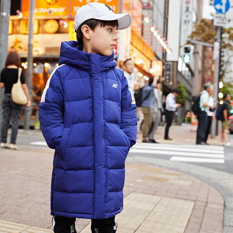 -30 grad freundlicher Mädchen Jungen Winter Jacke 4-12Jahre Lange Stil Jungen Unten Mantel Warme Mit Kapuze Verdicken Oberbekleidung freundlicher Parkas: Blau / 6T